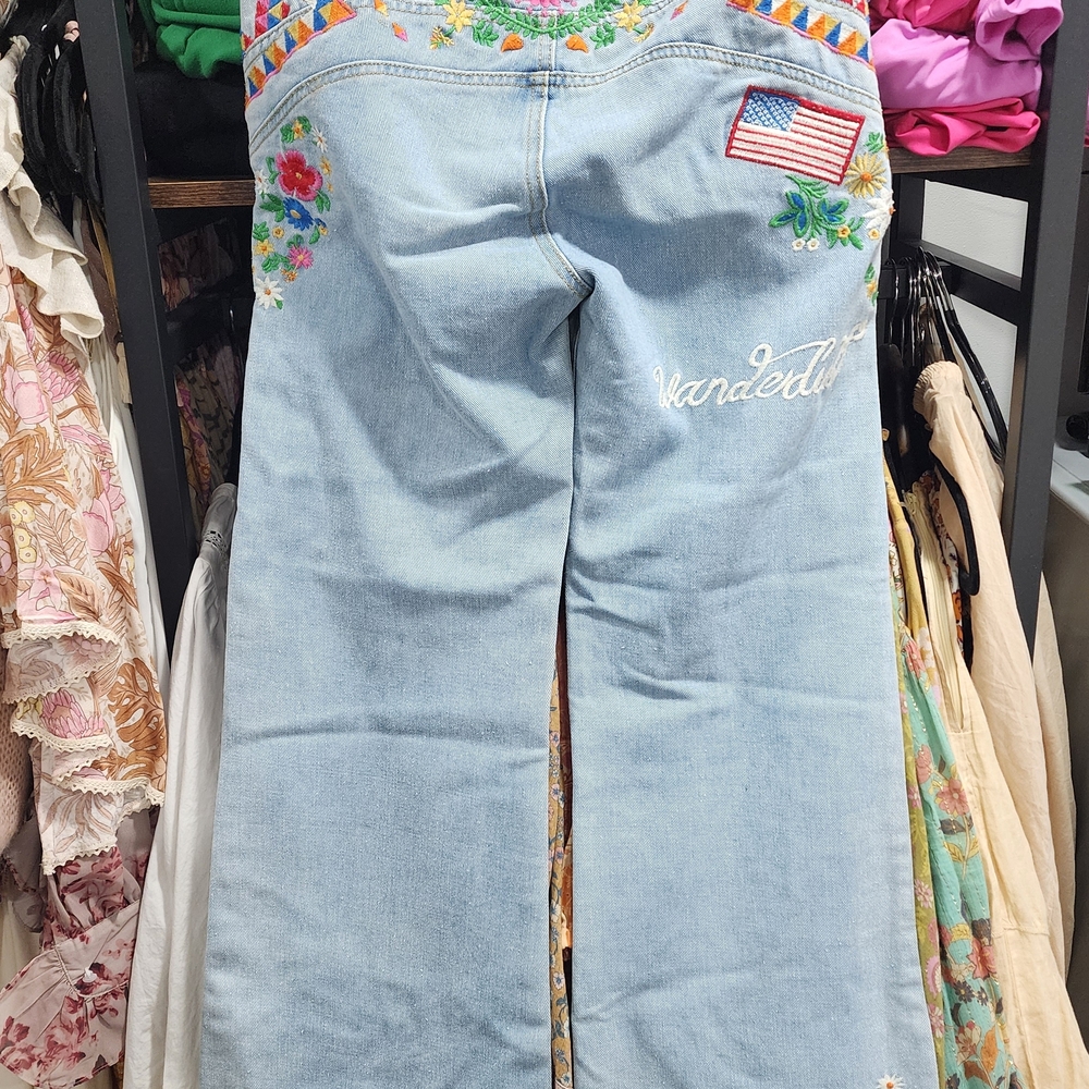 On Hold - Spell Light Blue Wanderlust Floral Embroidered Jeans - Picture 7 of 13